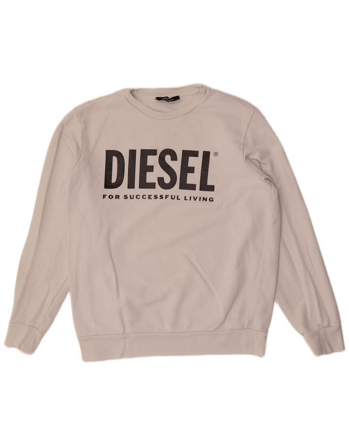 Męska bluza z grafiką Diesel, duża, biała, bawełniana