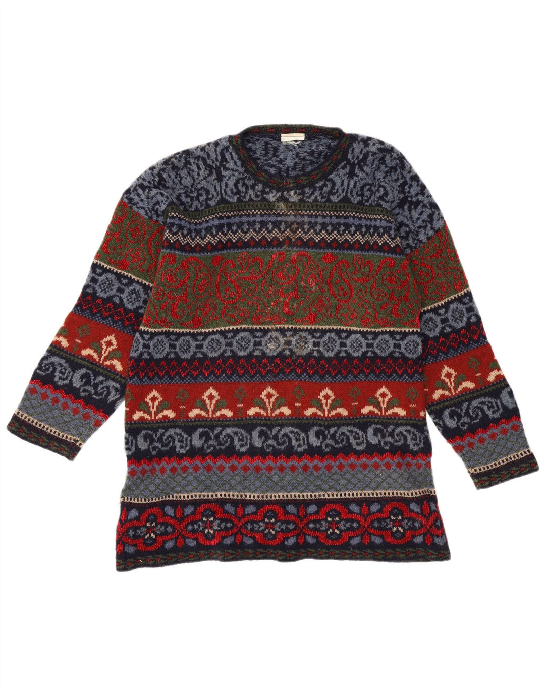 Sweter męski z okrągłym dekoltem w stylu vintage IT 44 Średni wielobarwny Fair Isle