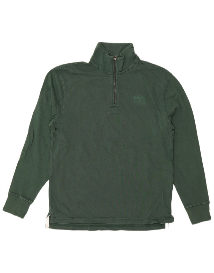 Męski sweter J. Crew z zamkiem błyskawicznym, mały, zielony, bawełniany