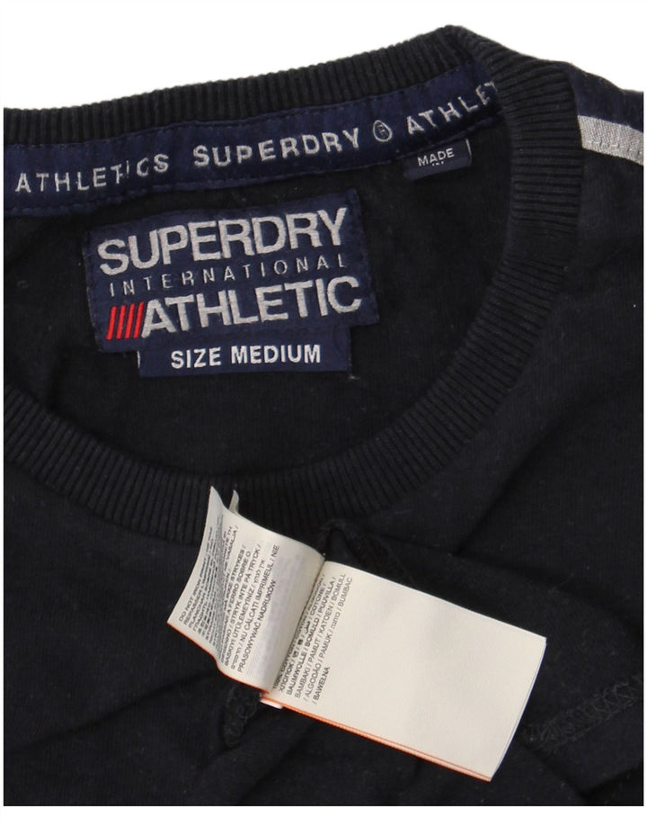 Męski top graficzny Superdry z długim rękawem, średni granatowy, bawełniany