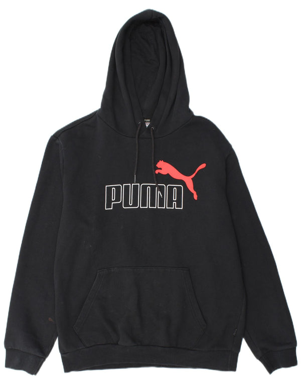 Męski sweter z kapturem i grafiką PUMA, średni czarny, bawełniany