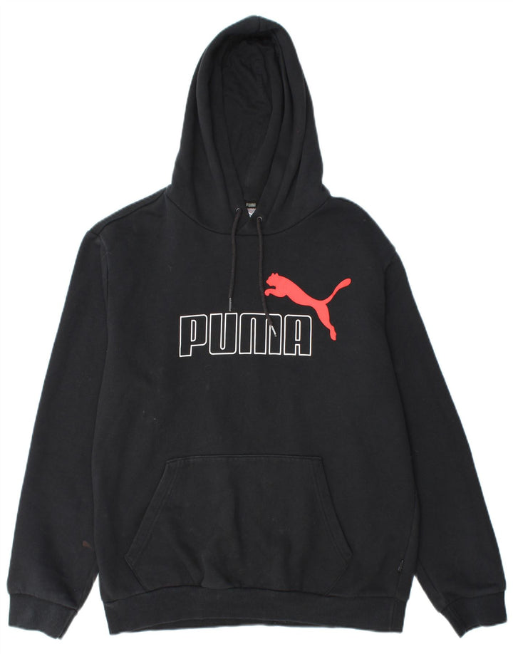 Męski sweter z kapturem i grafiką PUMA, średni czarny, bawełniany