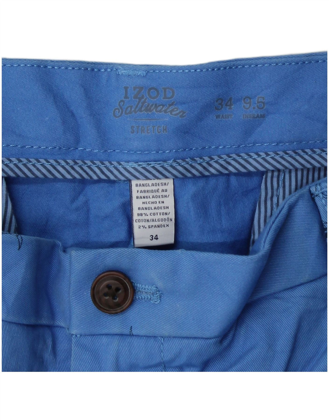 Męskie spodenki chino IZOD Salt Water W34, duże, niebieskie, bawełniane w cętki