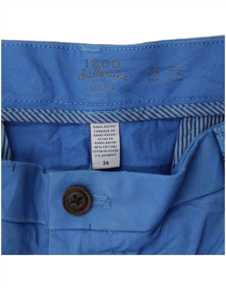 Męskie spodenki chino IZOD Salt Water W34, duże, niebieskie, bawełniane w cętki