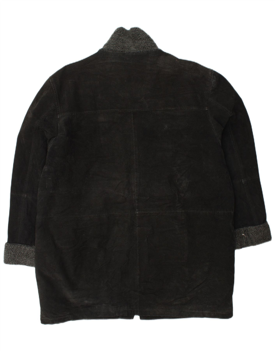 Zamszowy płaszcz damski VINTAGE UK 18 XL, czarna skóra