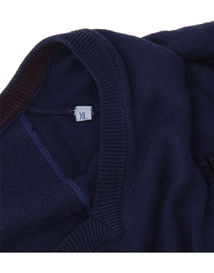 HARMONT & BLAINE Mens V-Neck Jumper Sweater XL Navy Blue Vintage Harmont & Blaine and Second-Hand Harmont & Blaine from Messina Hembry 