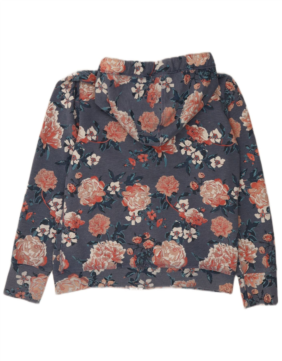 SUPERDRY Damski sweter z kapturem i zamkiem UK 18 XL, niebieska, bawełniana w kwiaty