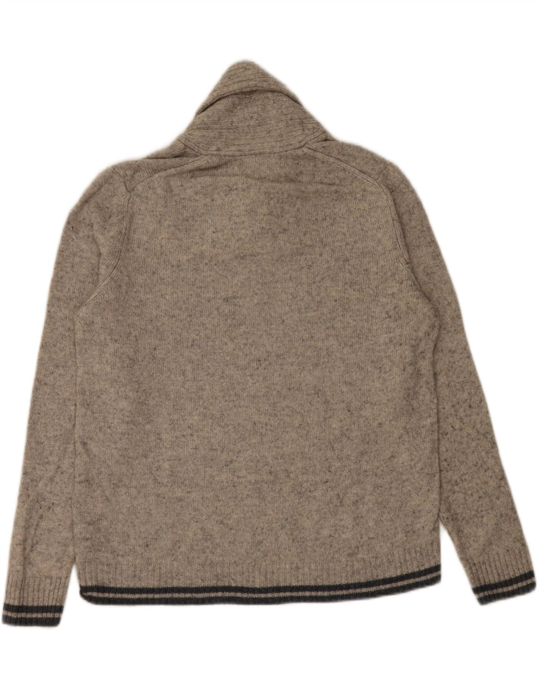 Marks & Spencer Męski sweter z szalowym dekoltem, duży, szary, wełniany w cętki