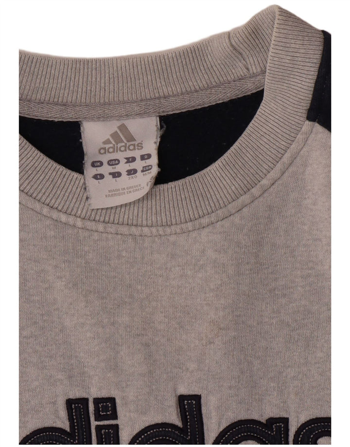 Męska bluza Adidas z grafiką, duża, szara, z blokami kolorów