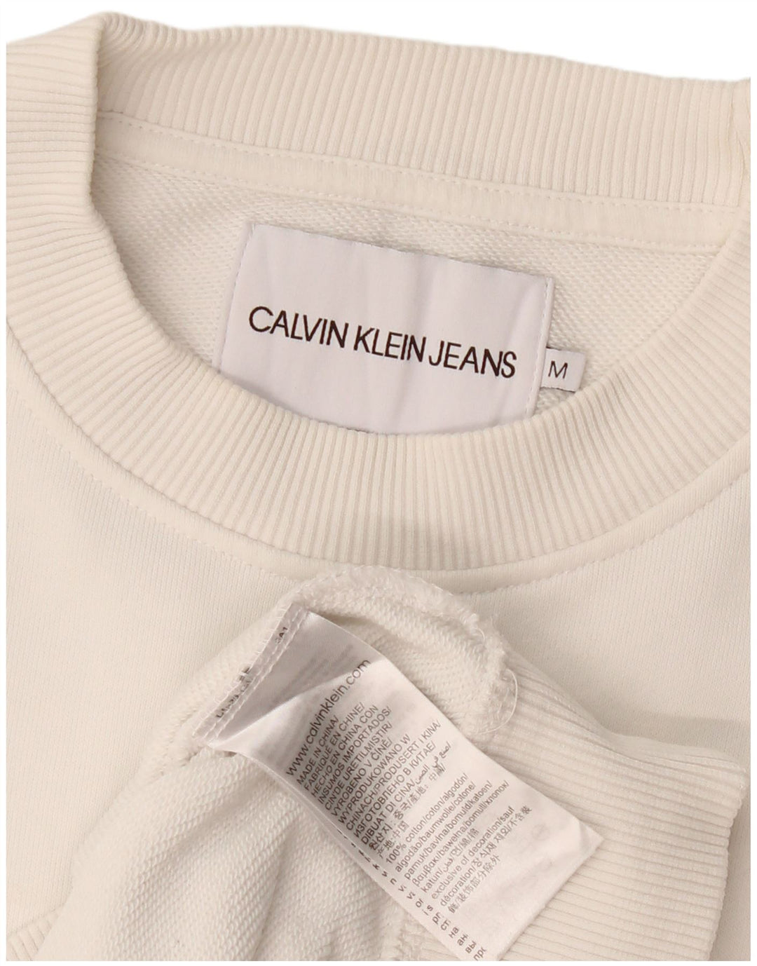 Damska bluza z rękawem 3/4 Calvin Klein Jeans, UK 14, średnia biel