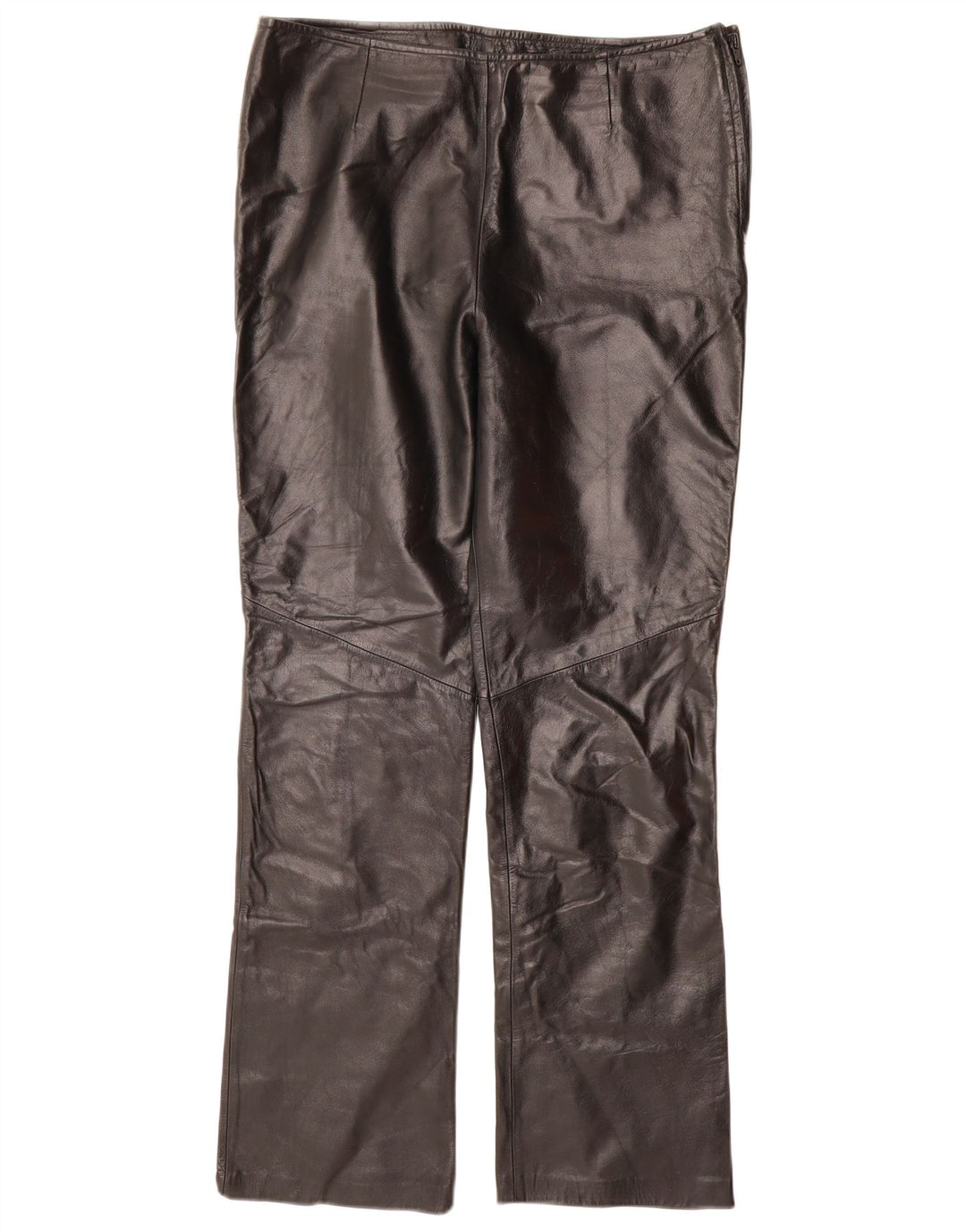 Spodnie damskie DANIER proste skórzane UK 16 duże W34 L31 czarna skóra