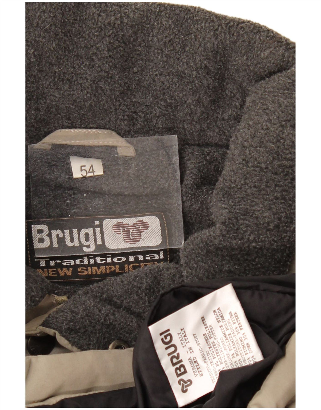 BRUGI Mens Padded Coat IT 54 2XL Grey Polyester
