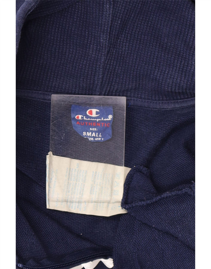 CHAMPION Mens Graphic Zip Hoodie Sweater Small Blue Cotton Vintage Champion and Second-Hand Champion from Messina Hembry 