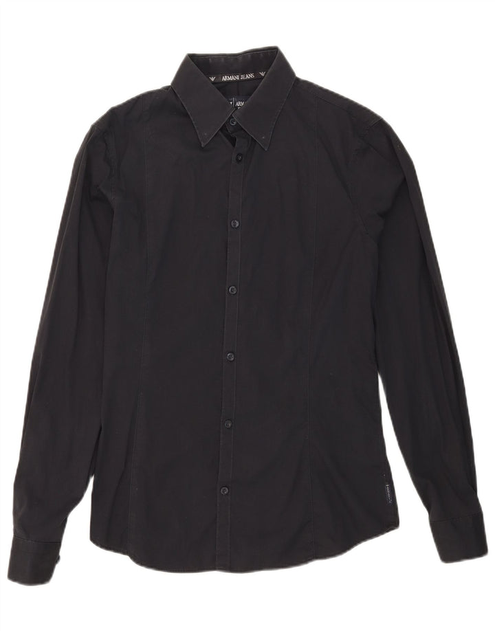 Koszula męska Armani Jeans, średnia, granatowa, bawełniana
