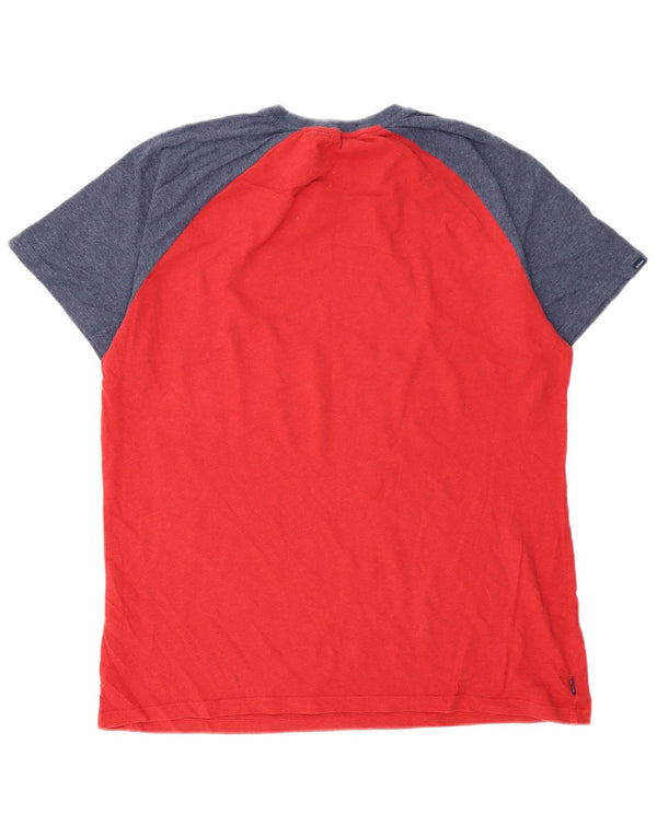 T-shirt męski Superdry, bawełniany top 2XL, czerwony, z blokami kolorów