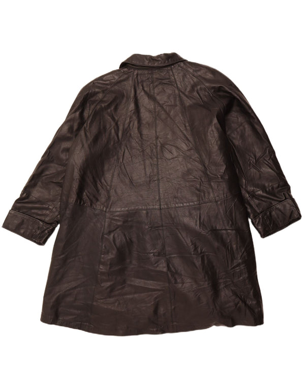 Vintage damski płaszcz skórzany oversize IT 56, duża czarna skóra