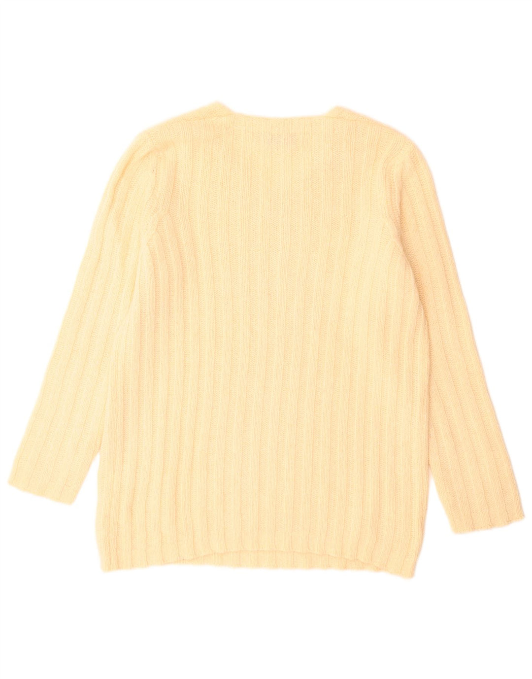 Sweter damski Stefanel z dekoltem w kształcie litery V, UK 14, duży, żółty