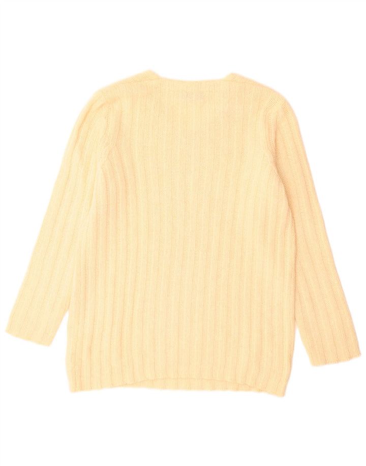Sweter damski Stefanel z dekoltem w kształcie litery V, UK 14, duży, żółty