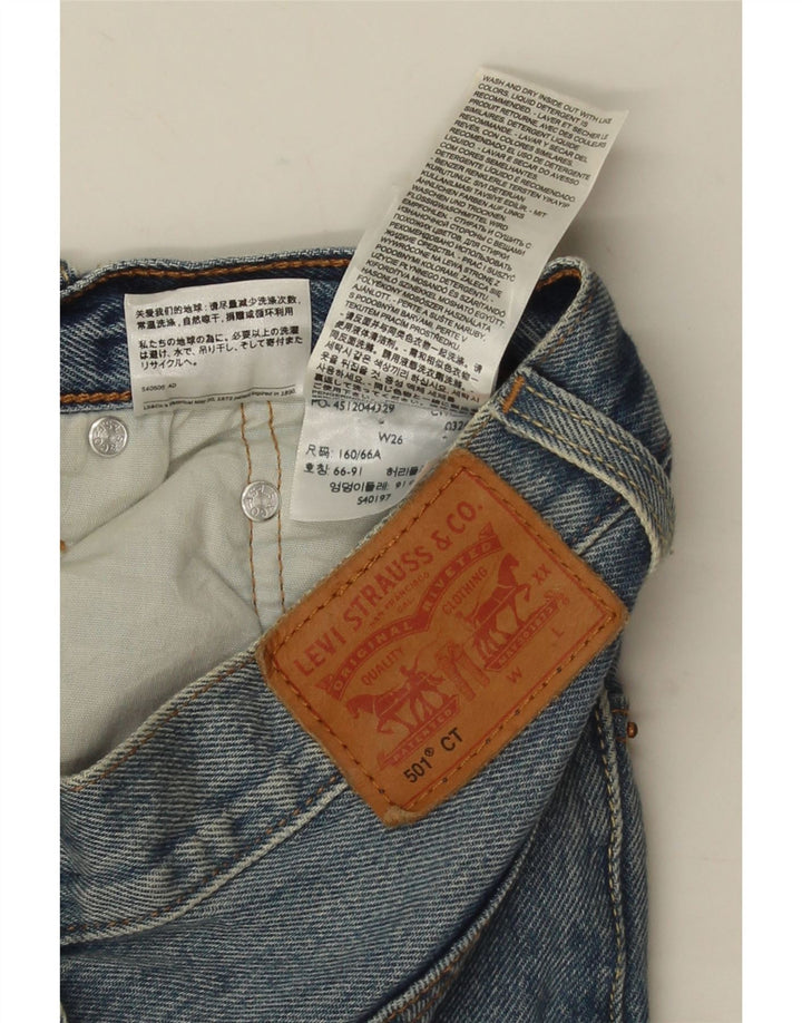 Damskie spodenki jeansowe LEVI'S 501 W26, małe, niebieskie, bawełniane w cętki