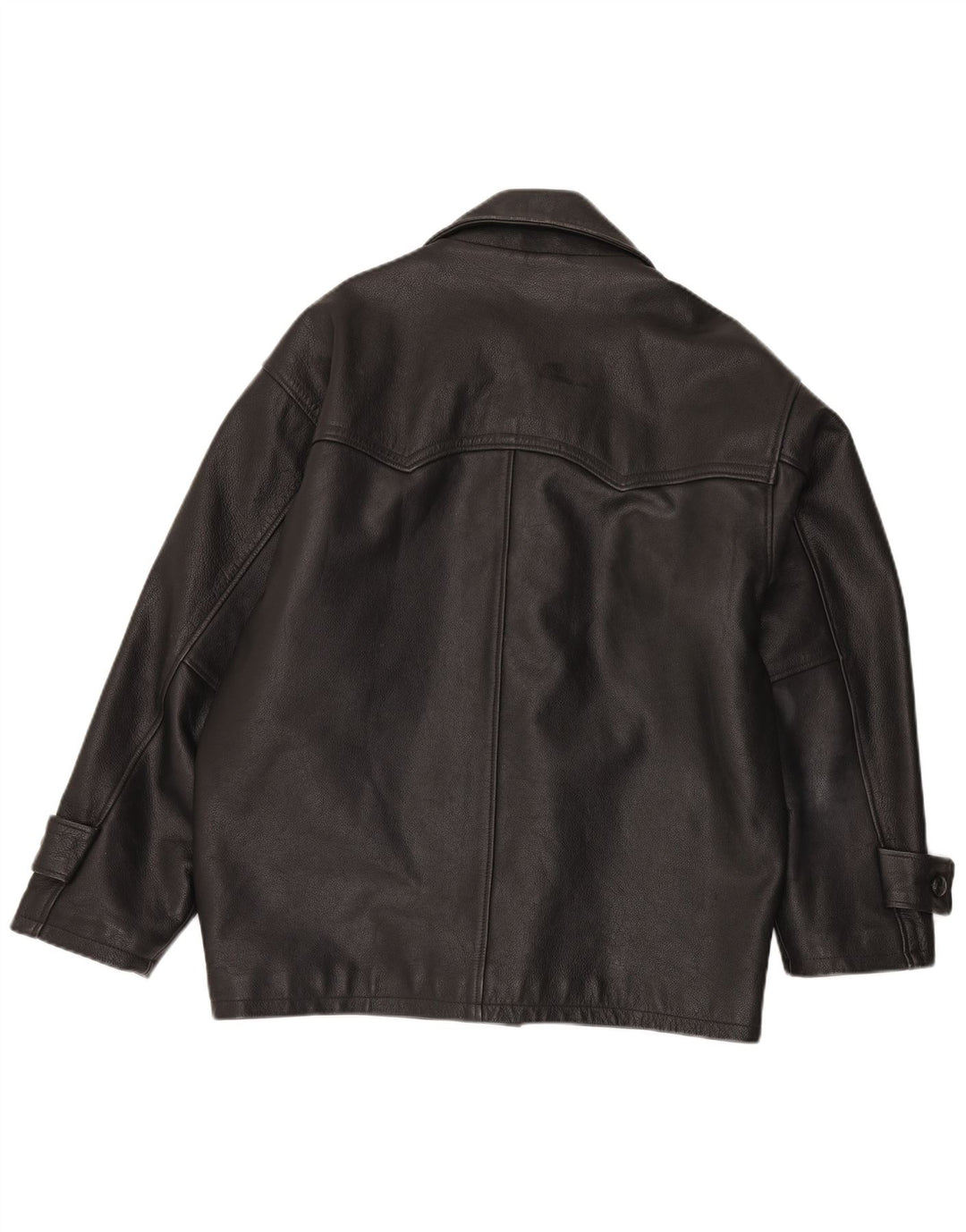 VINTAGE Mens Loose Fit Leather Jacket IT 48 Medium Black Leather