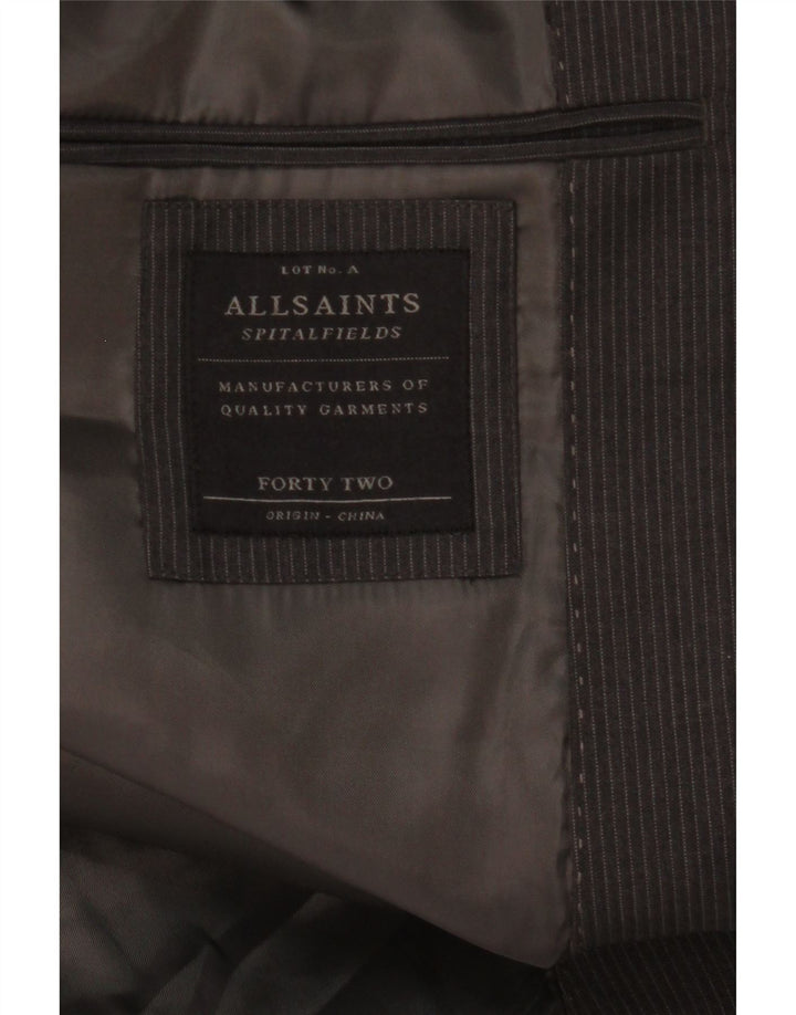 Męska marynarka All Saints zapinana na 2 guziki, UK 42 XL, szara w prążki