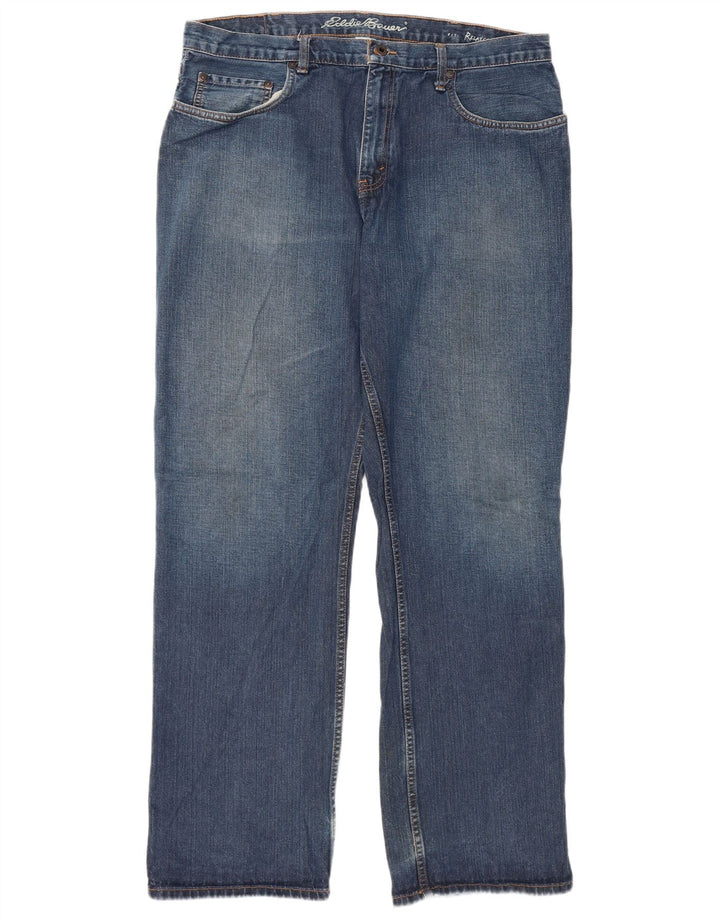 Eddie Bauer Męskie proste dżinsy o swobodnym kroju W38 L34 Niebieska bawełna