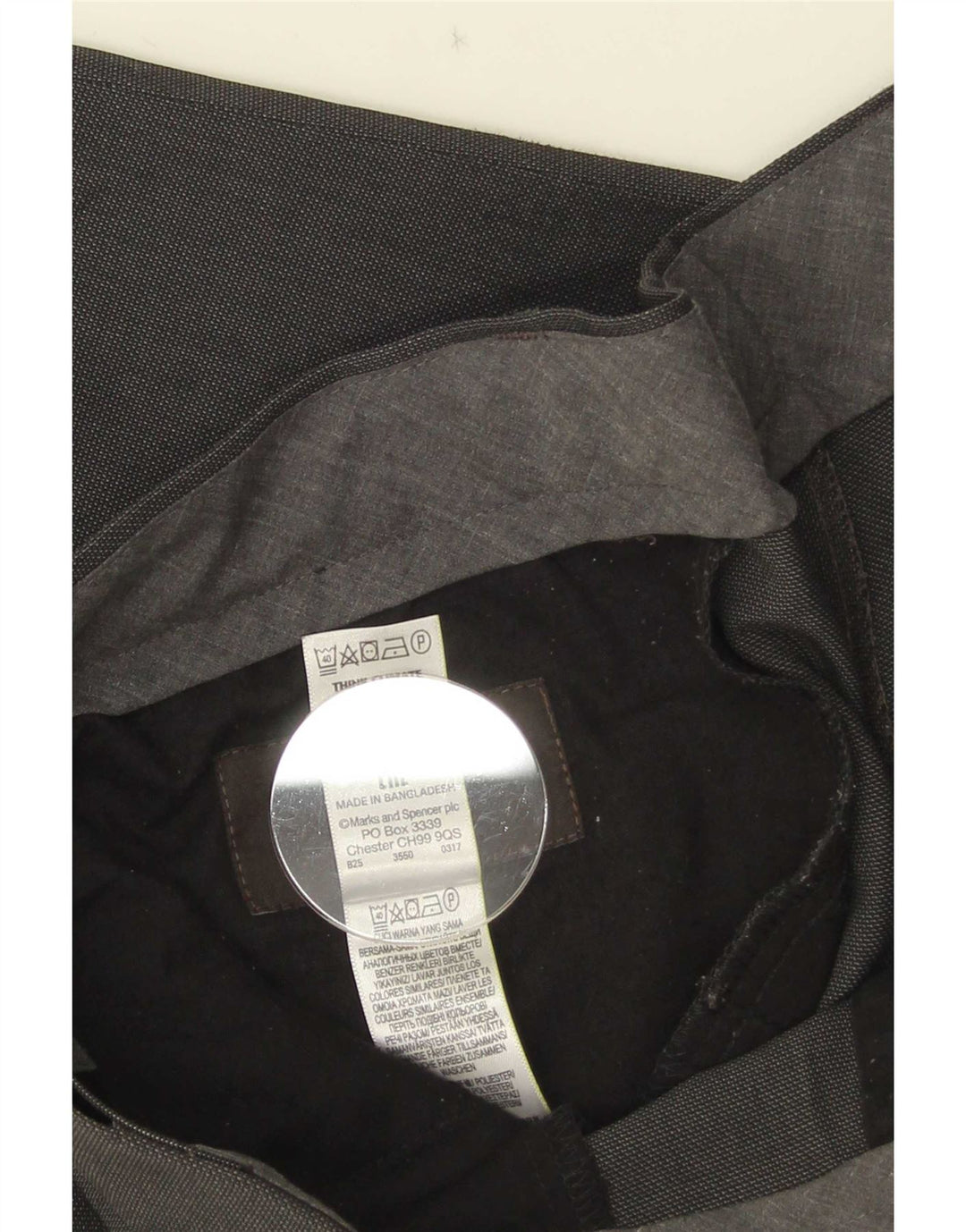 Marks & Spencer Męskie proste spodnie garniturowe W34 L29 Szary poliester