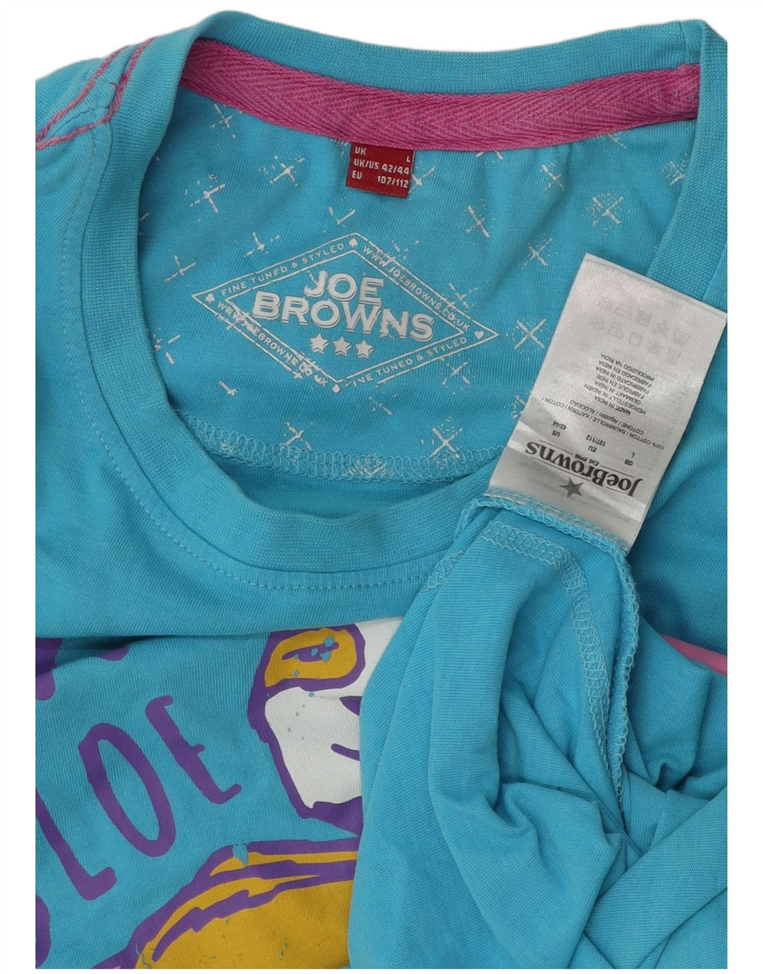 JOE BROWNS Męski T-shirt z grafiką, duży, niebieski, bawełniany