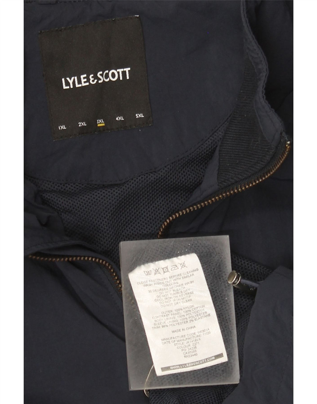 Męska kurtka przeciwdeszczowa Lyle & Scott UK 46 3XL Granatowy Nylon z blokami kolorów