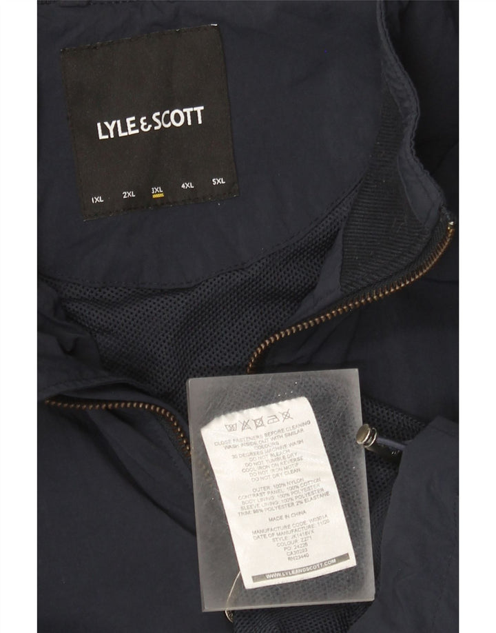 Męska kurtka przeciwdeszczowa Lyle & Scott UK 46 3XL Granatowy Nylon z blokami kolorów