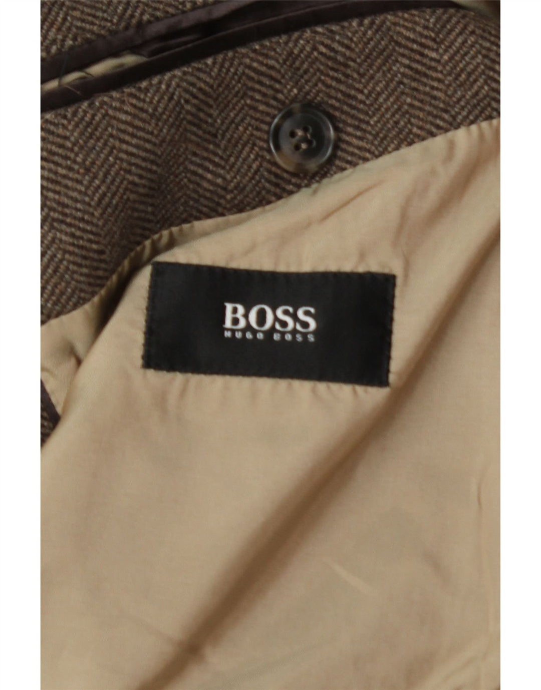 Płaszcz męski Hugo Boss UK 40, duży, brązowy, w jodełkę