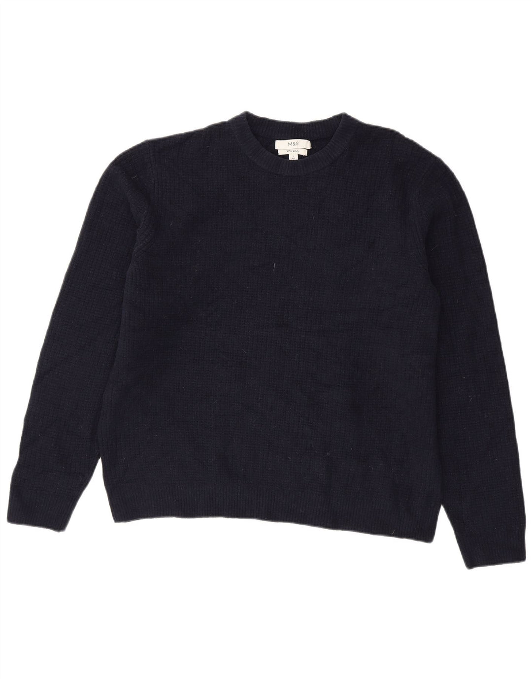 Marks & Spencer Męski sweter z okrągłym dekoltem, duży, granatowy, akrylowy