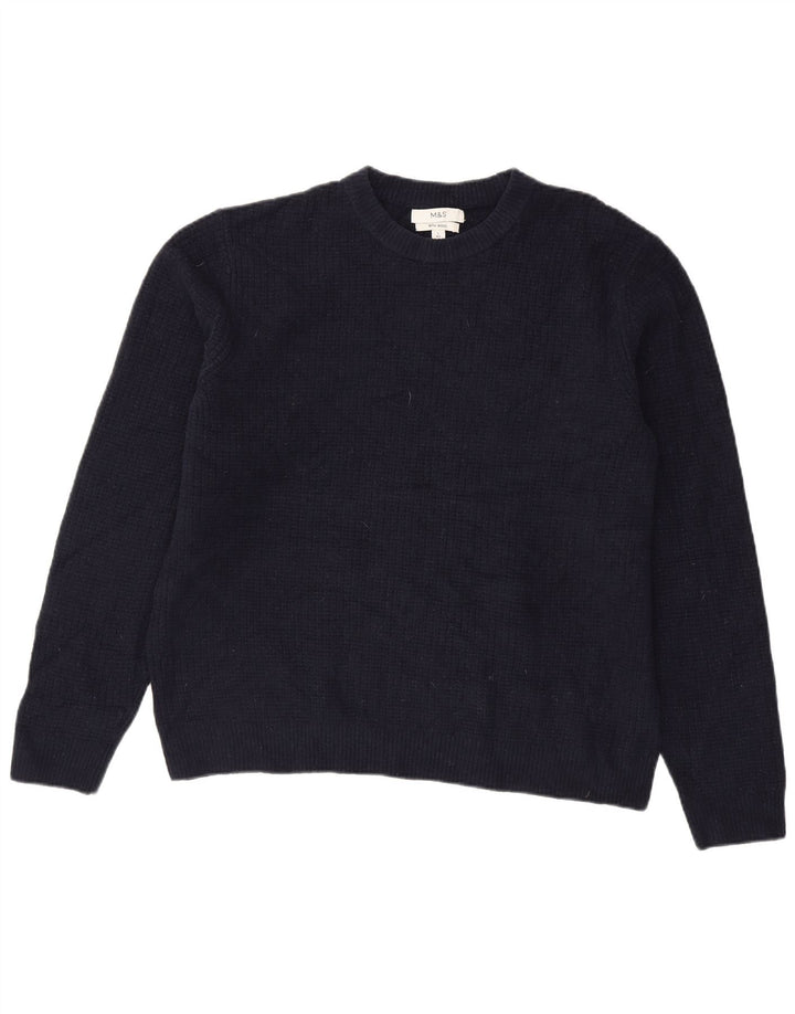 Marks & Spencer Męski sweter z okrągłym dekoltem, duży, granatowy, akrylowy