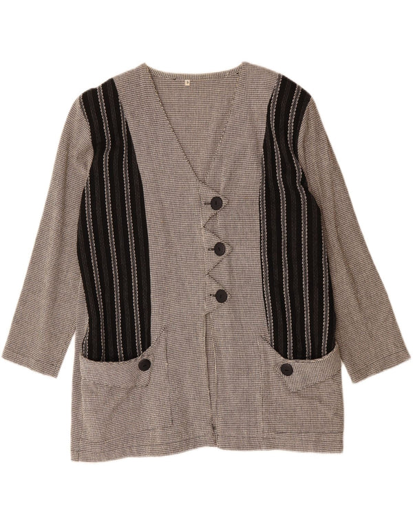 Vintage damska marynarka oversize UK 16, duża, szara, z blokami kolorów