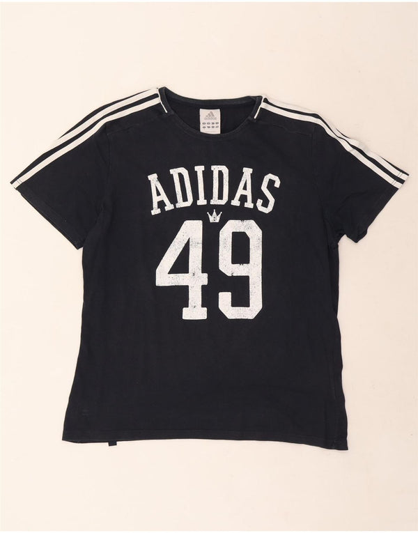 Męska koszulka graficzna Adidas Top UK 42/44, duża, granatowa, bawełniana