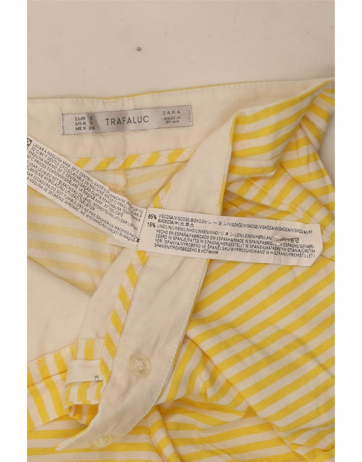 Damskie spodnie Zara Hot W26 w żółte prążki, wiskoza