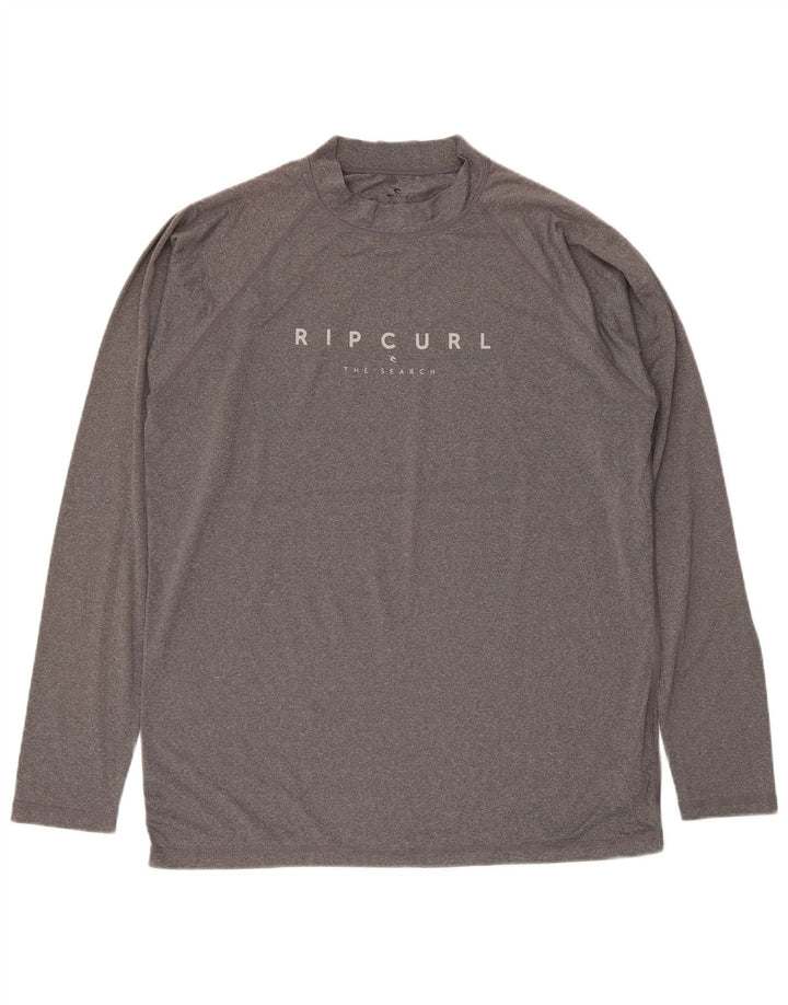 Męski top z grafiką Rip Curl o swobodnym kroju, z długim rękawem, duży, szary poliester