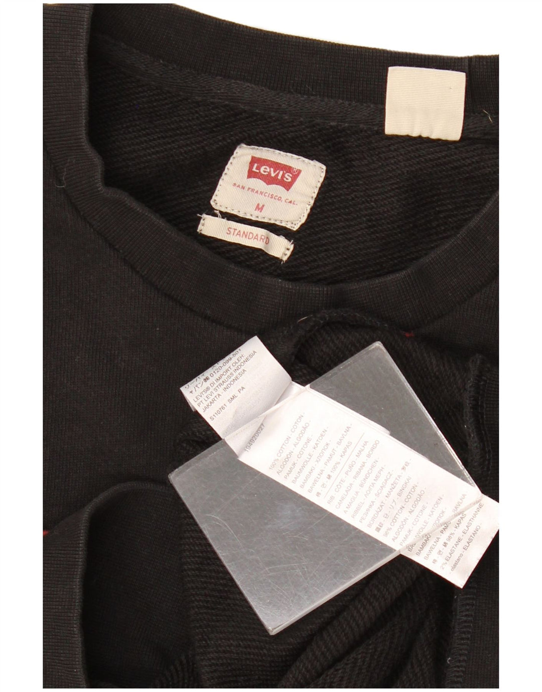 Męska bluza z grafiką Levi's, średnia czarna, bawełniana