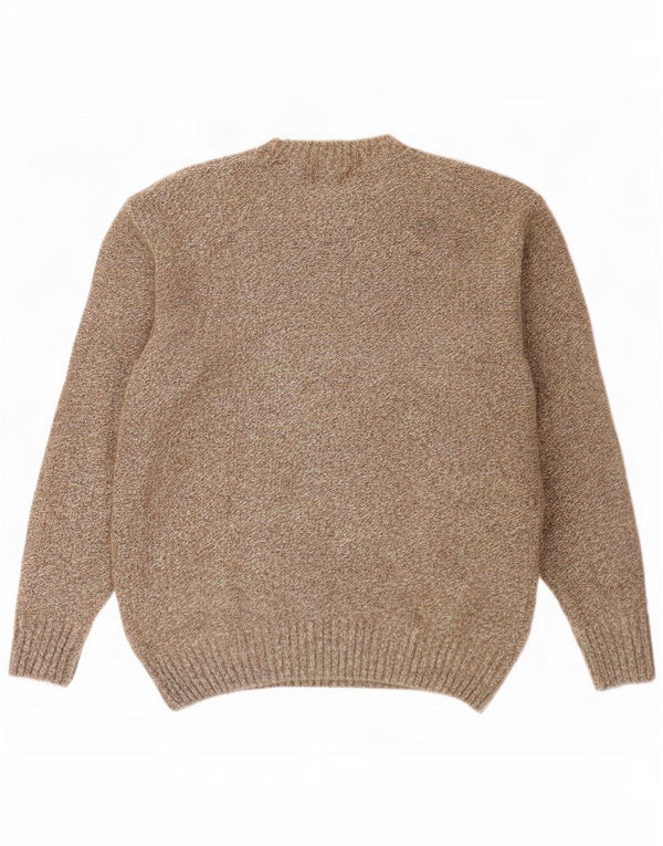 Męski sweter Boggi z okrągłym dekoltem, rozmiar 42, duża wełna w kolorze khaki