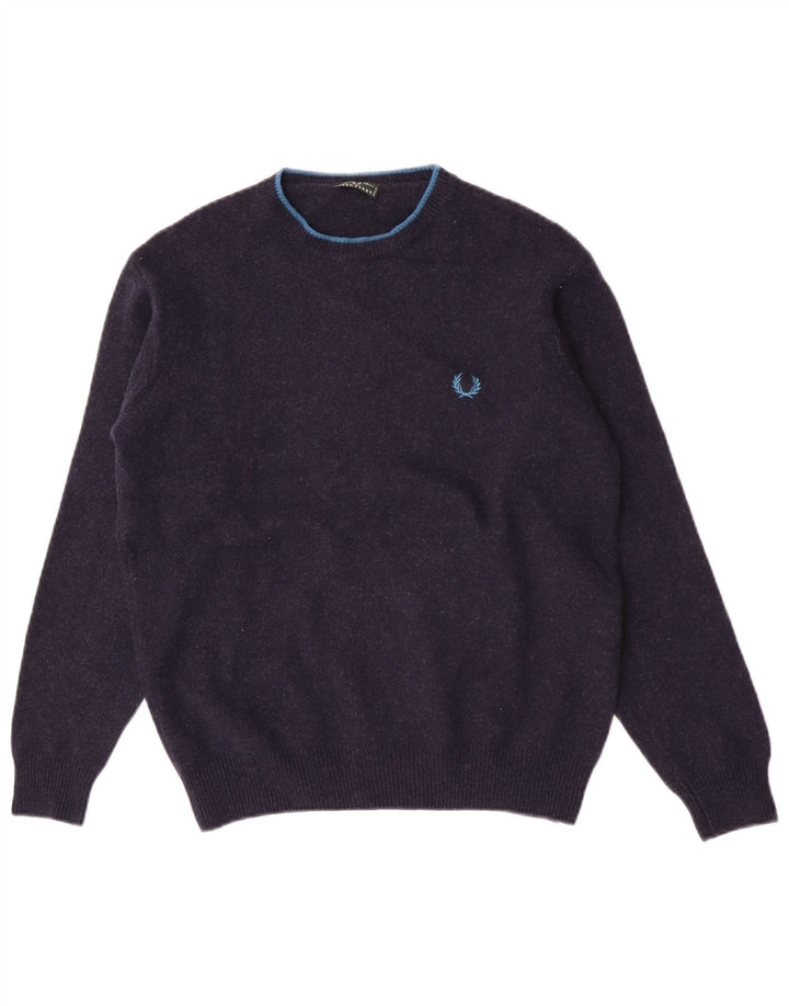 Sweter chłopięcy Fred Perry z okrągłym dekoltem, 13-14 lat, granatowo-wełniany