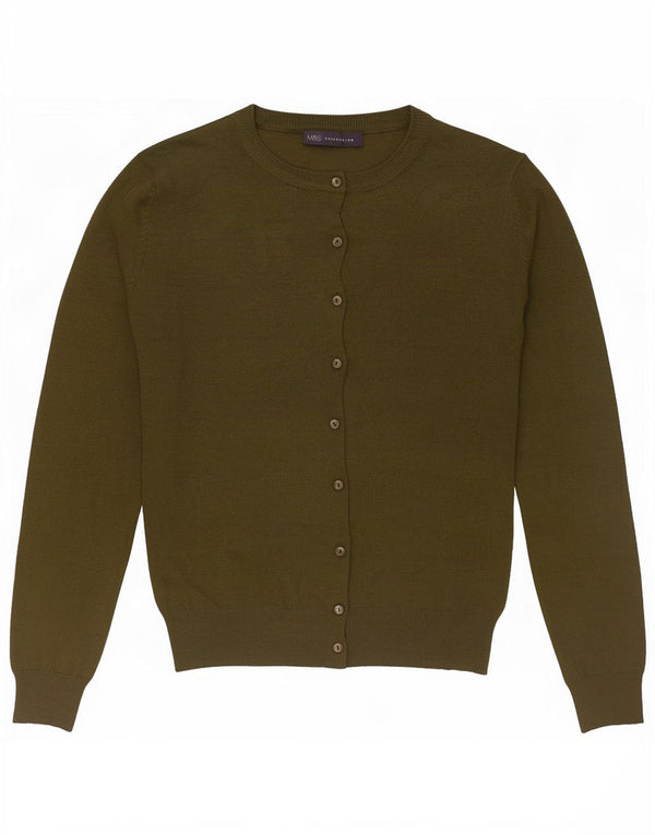 Marks & Spencer Damski sweter kardigan UK 12, średnia wiskoza khaki