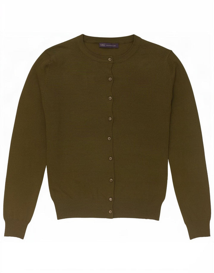 Marks & Spencer Damski sweter kardigan UK 12, średnia wiskoza khaki