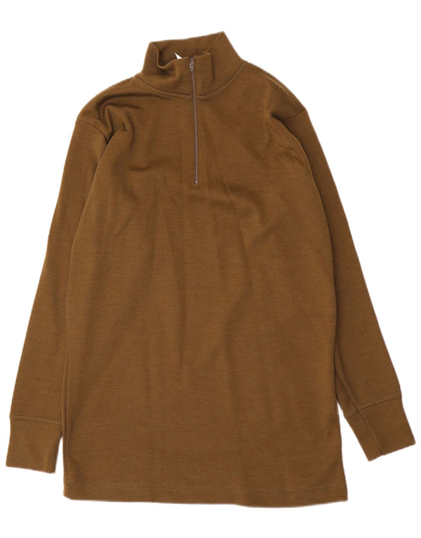 Męski sweter z zamkiem w stylu vintage, średni khaki, poliamid