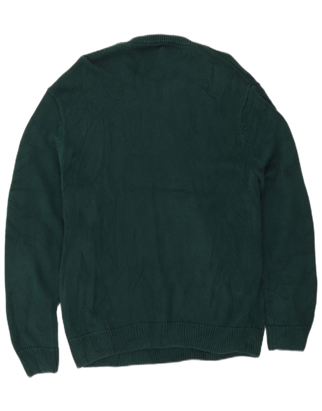 Męski sweter Chaps o regularnym kroju z okrągłym dekoltem, duży, zielony, bawełniany