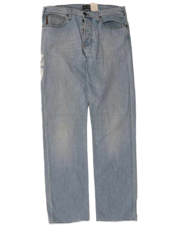 Męskie jeansy Armani Graphic Straight W36 L33 Niebieskie bawełniane