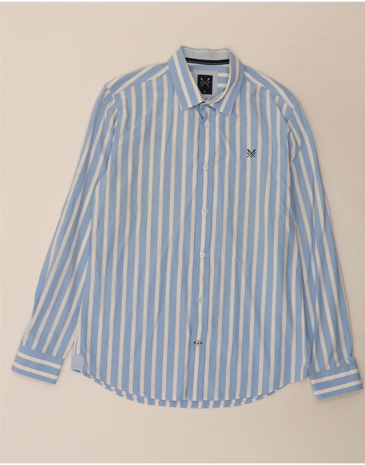 Crew Clothing Koszula męska w średnie niebieskie paski, bawełniana