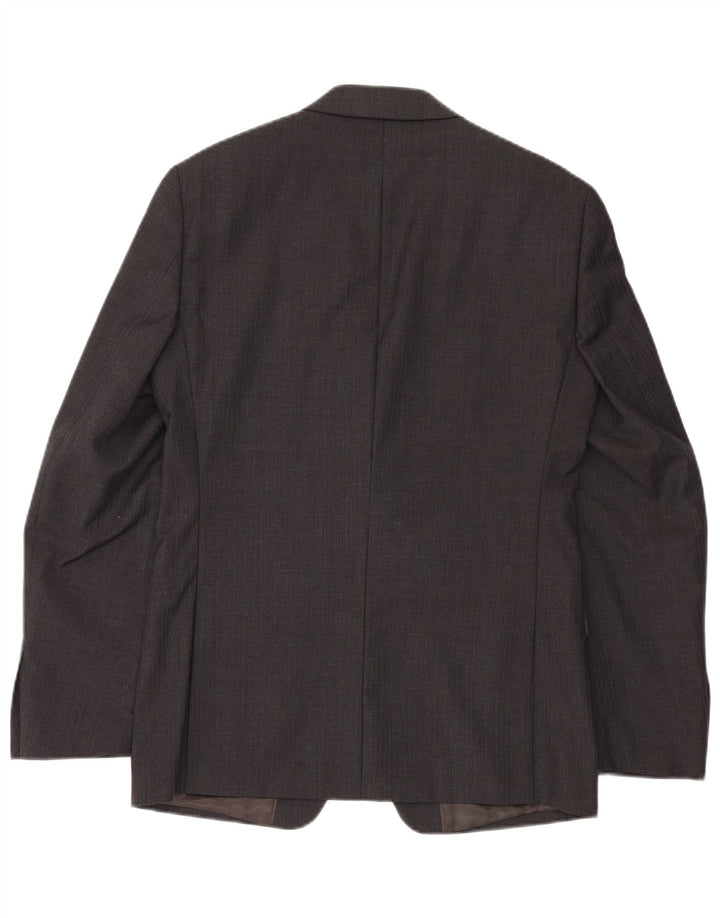 DKNY Mens 2 Button Blazer Jacket UK 38 Medium Grey Striped Wool