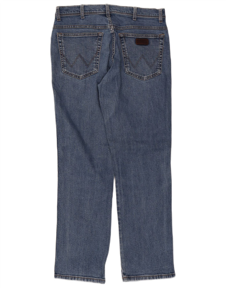 Męskie jeansy Wrangler o prostym kroju W34 L32, niebieska bawełna