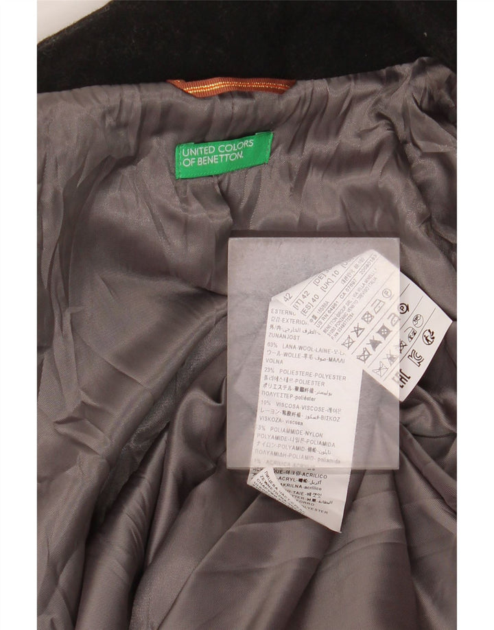 Damski płaszcz oversize Benetton UK 10 Small, czarna wełna
