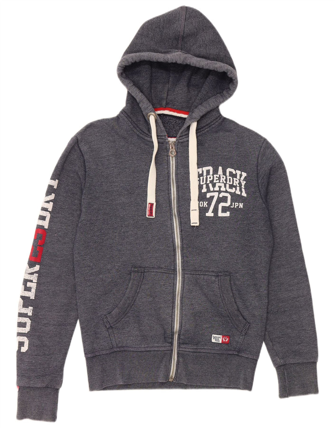 SUPERDRY Męski sweter z kapturem i zamkiem błyskawicznym, mały, granatowy, bawełniany